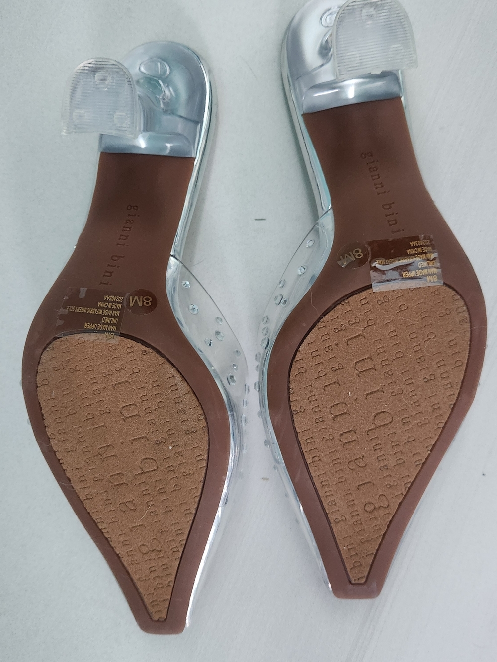 Gianni Bini Clear Pointed Mule with Rhinestones - Nude Insole - Picture 5 of 5